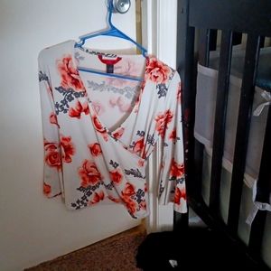 Large deep v rose shirt